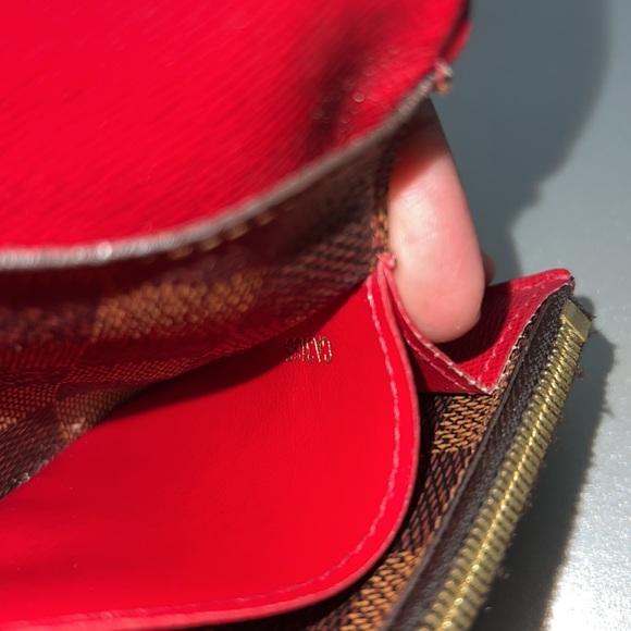 Louis Vuitton Brown/Red Long Damier Ebene Canvas Leather Emilie CA3185 Wallet - Picture 16 of 16